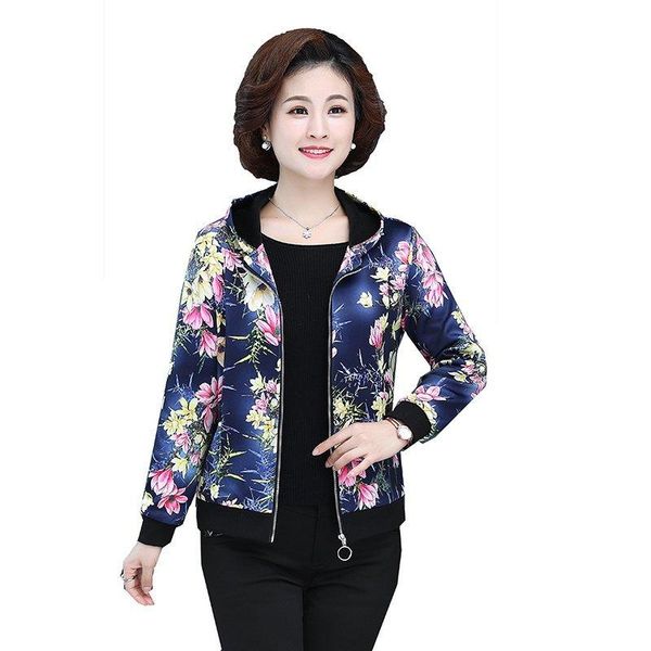 

women's jackets coat 202 fashion womens winter warm outwear floral print hooded oversize plus velvet short for women, Black;brown