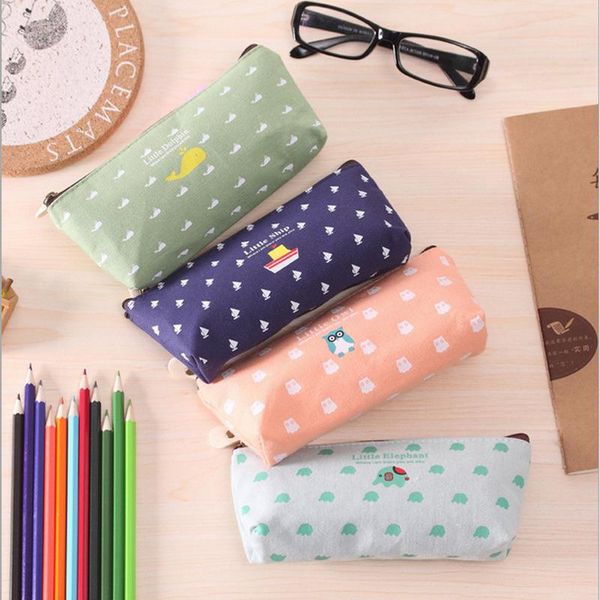 

pencil cases creative kawaii case cute cartoon canvas pen bag box colorful large capacity stationary pencilcase school supplies 050023