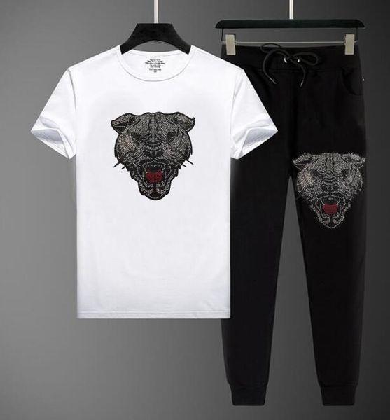 

fashion new designer rhinestones tracksuit rhinestone sets 2022 animal print, Gray