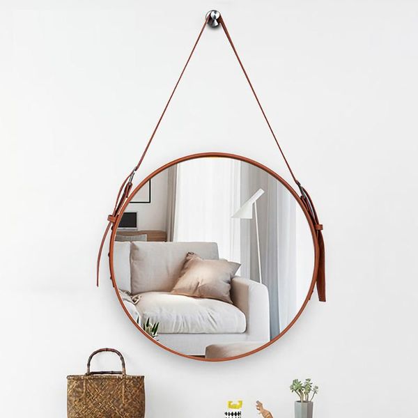 

mirrors belt hanging mirror round bath makeup vanity home restaurant el wall decorative 50cm 60cm mx9091636
