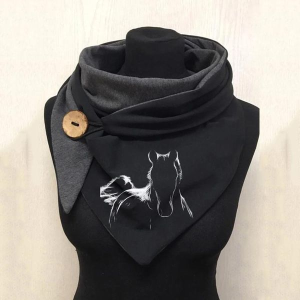 

scarves women scarve horse printing button soft wrap casual warm shawls winter stylish all-match scarf accessories 21816, Blue;gray
