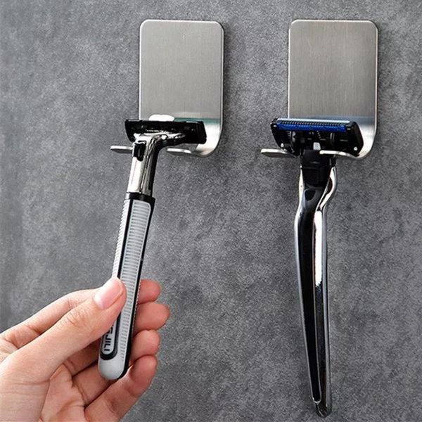 

1pc 304 stainless steel razor holder men shaving shaver razor stand shelf shaving storage rack bathroom hook organizer