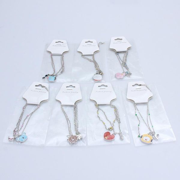 

charm bracelets hbtsc youth group the double chain bracelet creative small gift cartoon cute pendant male and female students, Golden;silver