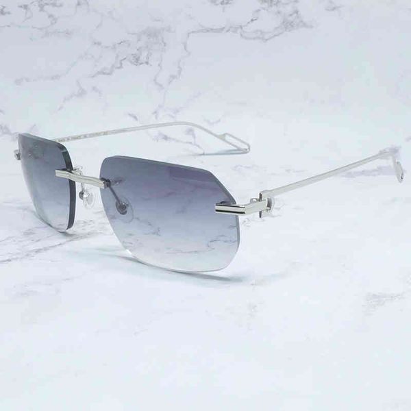 

2022 factory wholesale new model metal men rimless vintage sun shades eyewear protect decoration trending product gwvw sunglasses, White;black