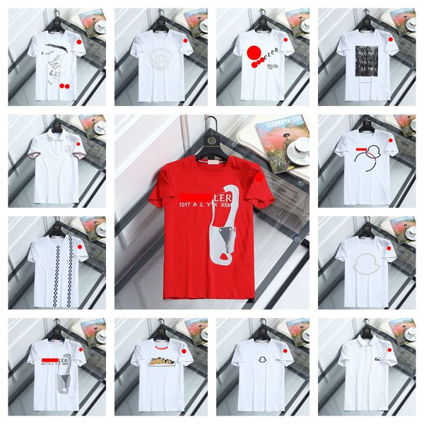 

2022 designer new monclair men's polo shirt t-shirt summer men's printed short sleeve mercerized cotton round neck european and am, White;black