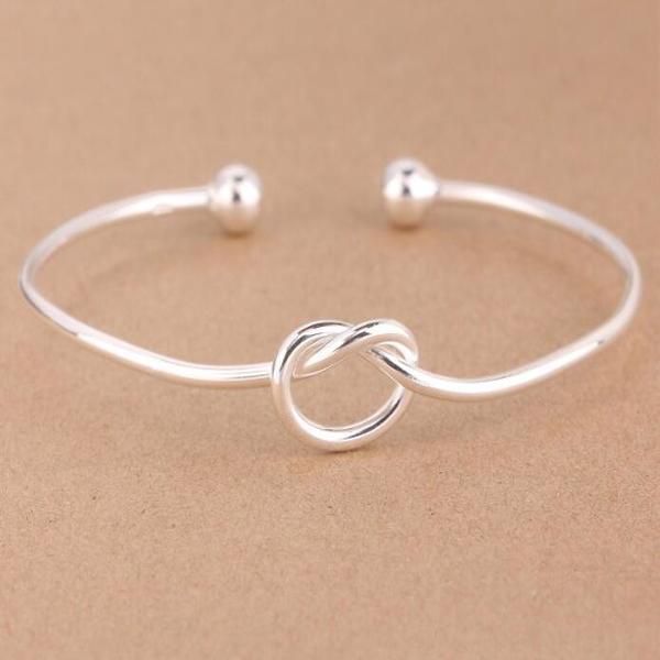

classic love knot bracelets bangles for women elegant silver color adjustable heart bangle everyday jewelry pulseras mujer q0719, Black