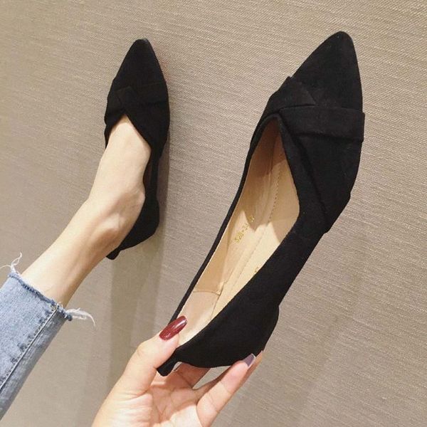 

pointed flat shoes women 2020 spring and summer new suede professional work shoes large size shallow mouth work black purple shoes sch l15b#