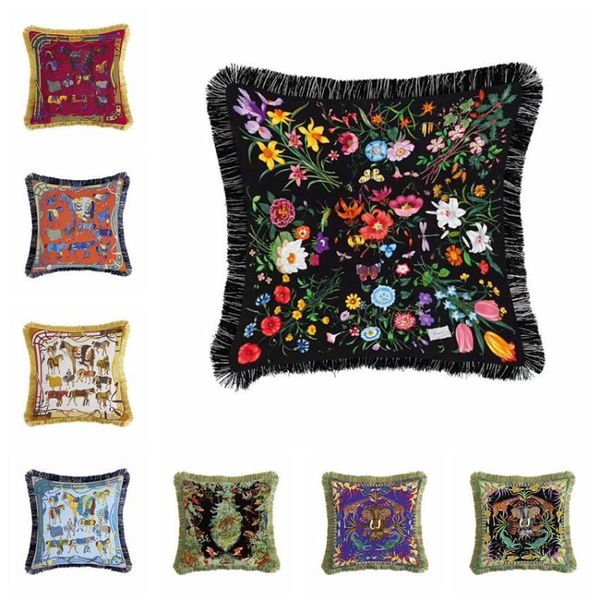 

cushion/decorative pillow 2021 luxury velvet tassel cushion cover soft tiger leopard pillowcase home decorative sofa throw pillows
