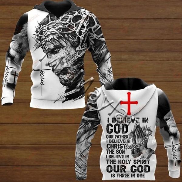 

men's hoodies & sweatshirts 2021 god christian catholic jesus retro streetwear funny pullover harajuku 3dprint men/women zip/hoodies/sw, Black