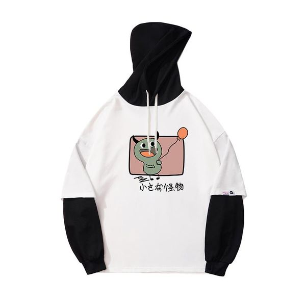 

women's hoodies & sweatshirts autumn spring harajuku sweatshirt women kawaii monster cartoon print casual loose hit color stitching su, Black