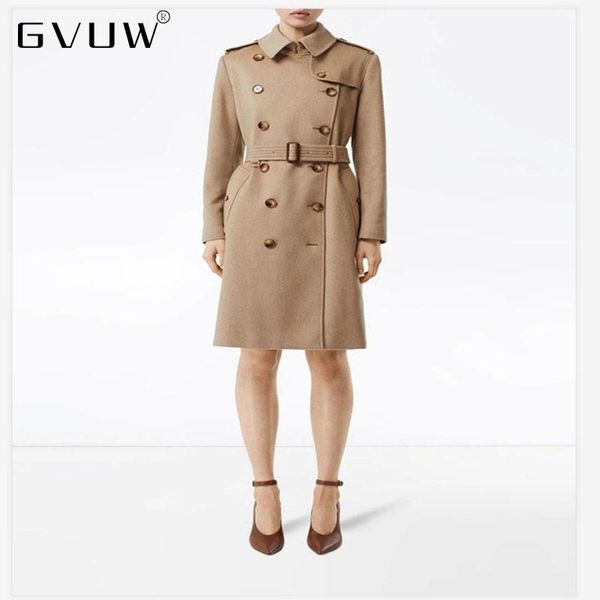 

women's wool & blends gvuw fashion and elegant in autumn winter 2021 double breasted capable fit long ol style manteau femme hiver kb56, Black