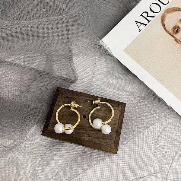 

dangle & chandelier 2021 fashion irregular c shape pearl earrings women jewelry for classic year gifts, Silver