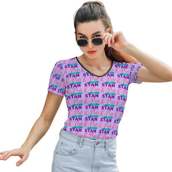 

women's t-shirt kpop tee shirt printed lady t o neck funny short-sleeve street fashion polyester, White