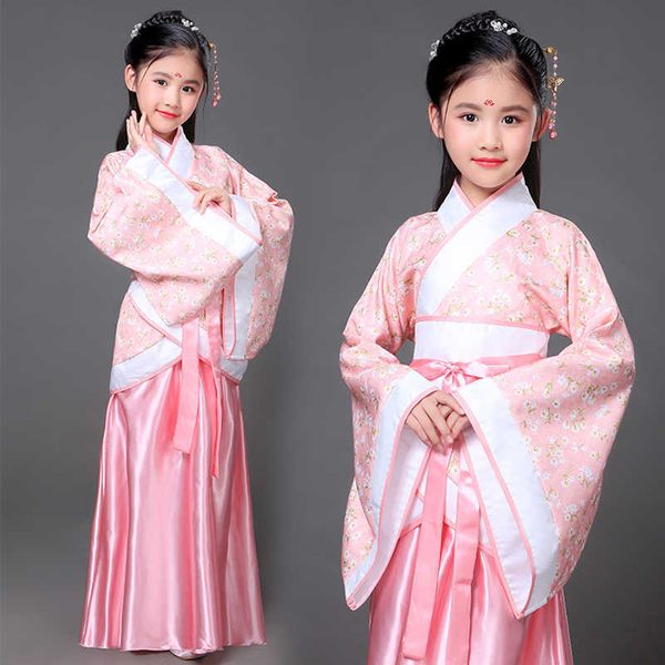 Altes chinesisches Kostüm für Kinder, Hanfu, Tang-Dynastie, traditionelles Drgirlbaby, Princtoddler, Fee, Schönheit, Kind, Gesellschaftstanz, X0803