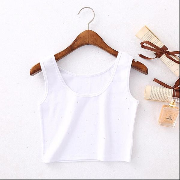 

2021 summer slim render sleeveless camisole underwear women short tank solid bodycon navel crop women vest tube top, White