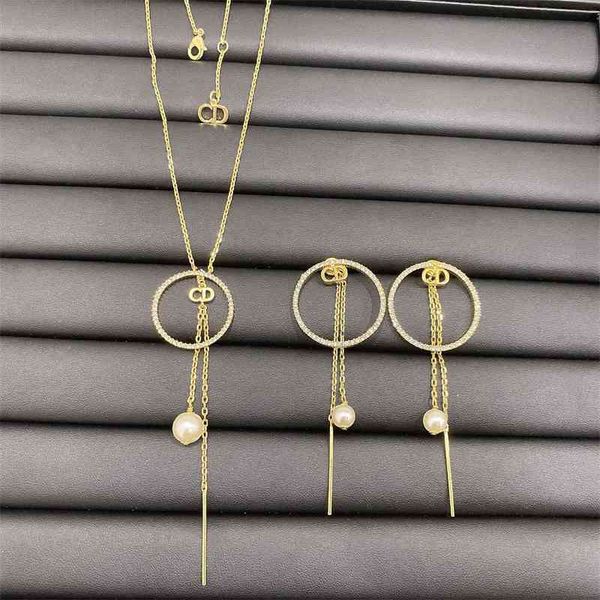 

70% off outlet online family letter pearl earrings female net red star same full diamond tassel pendant necklace, Silver