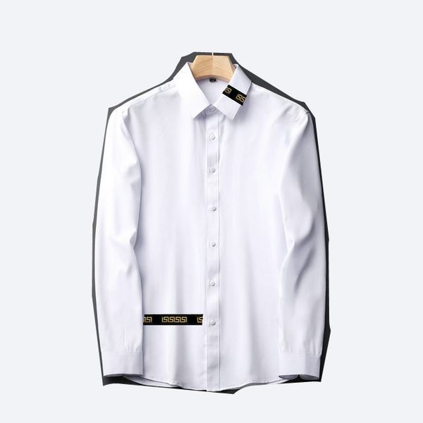 

2021 luxurys designers men's business casuals shirt men long sleeve striped slim fit masculina wine social male t-shirts fashion checke, White;black