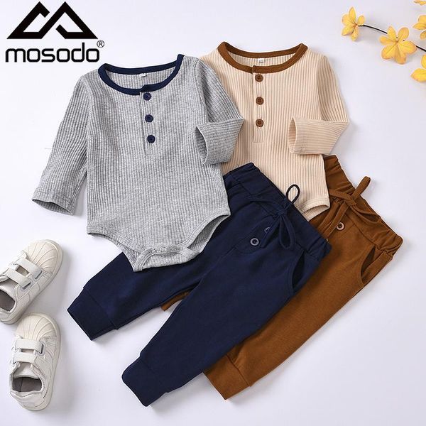 

clothing sets born infant baby boy girl spring autumn outfits solid long sleeve romper bodysuit + elastic pants clothes 2pcs, White
