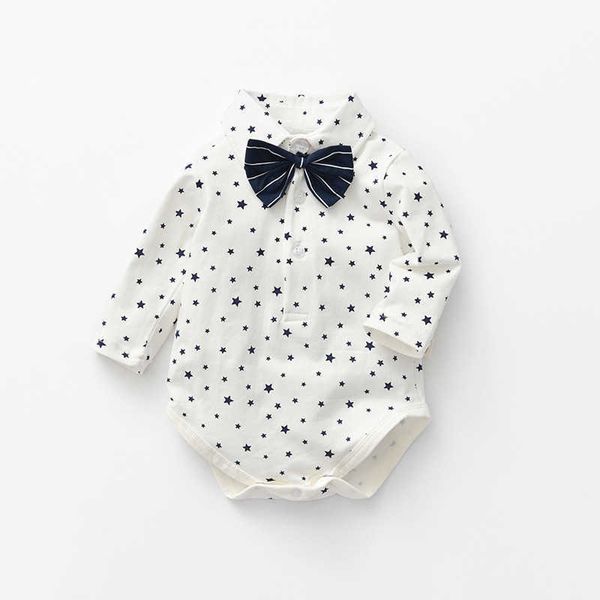 Pagliaccetto bianco per neonato nato Abbigliamento formale Toddler Spring Boy Boutique Abbigliamento Tuta in cotone a pois infantile 210615