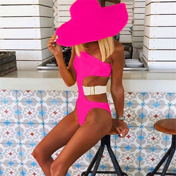 

2021 Summer of the Backless Women in Bikini Piece Monokini Push Up Beach Swimsuit Sexy a Bodysuit Shoulder Hvql, White;black