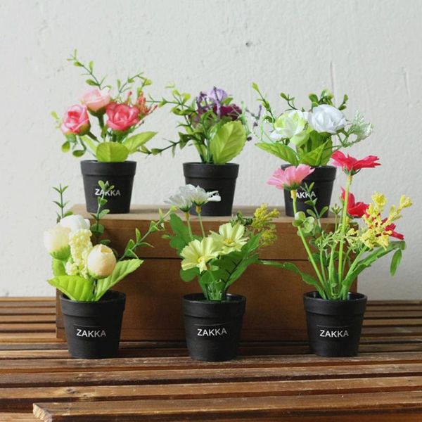 

lovely artificial plants with pot simulation mini flowers bonsai potted placed green fake plants home decoration accessories