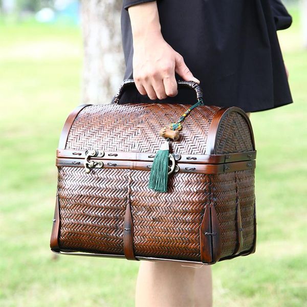 

storage bags chinese traditional style luxurious portable bamboo tea box hand case for collection sets teapot teacup handmade bag