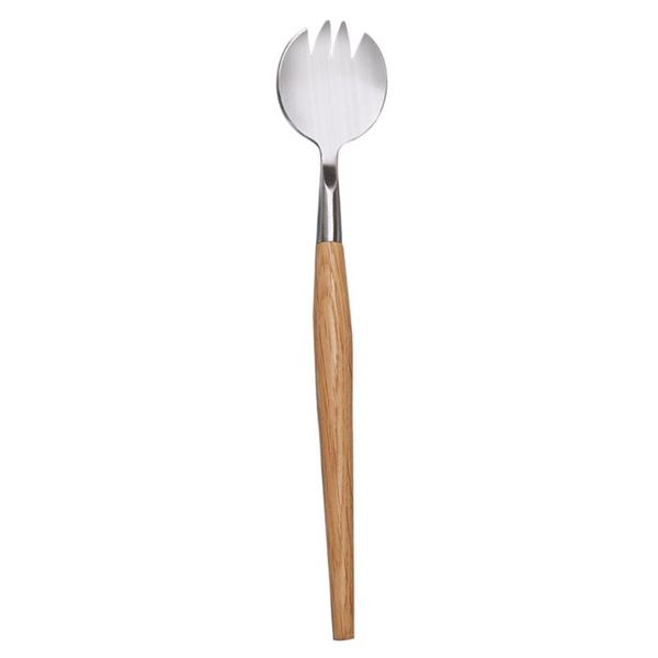 

forks stainless steel salad fork wooden handle multifunctional tableware serving for home daily use