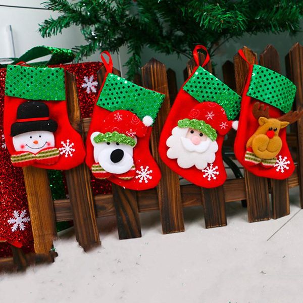 

christmas decorations 4pcs/set year mini stockings socks santa claus candy gift bag xmas tree decor festival party ornament