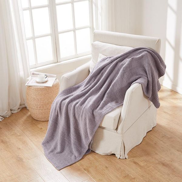 

blankets summer flocked blanket sofa knitted jacquard solid color throw fluffy for beds keep warm 130x180cm