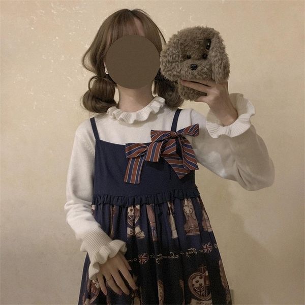 

sweaters women kawaii ruffles design college solid chic girls sweater all-match ulzzang simple soft long sleeve ladies knitwear, White;black