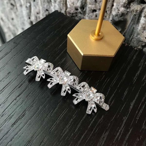 

hair clips & barrettes three small bow rhinestone hairpins, Golden;silver