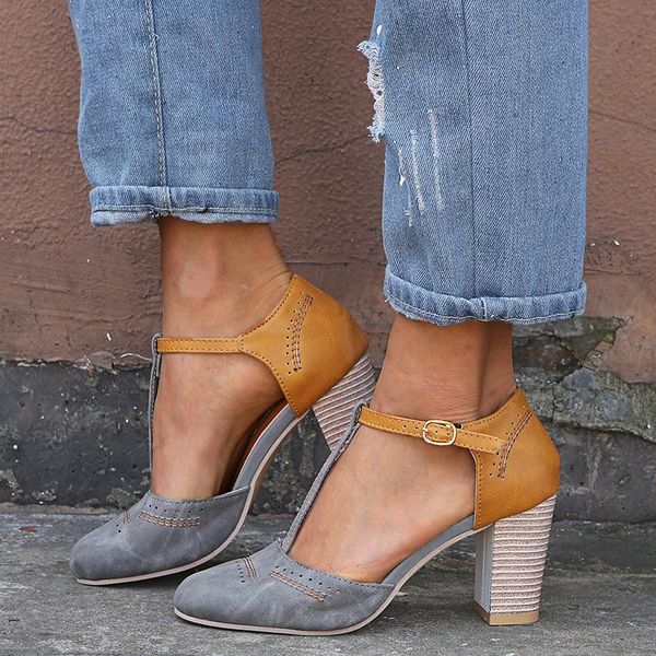 

2021 summer shoes sandals mixed color buckle strap high heels outdoor beach retro gladiator sandals casual female shoes, Black