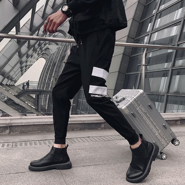 

new moda 2021 primavera vero preto joggers harem roupas masculinas tornozelo comprimento magro ajuste casual streetwear hip hop calas s3r9, Black