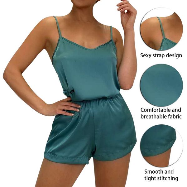 

sexyy sleep pajama set sexyy satin sleepwear women summer spaghetti strap shorts femme fashion night home suits