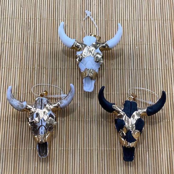 

charms natural resin jewelry bull head pendant exquisite shape handmade diy necklace earrings accessories crafts spot wholesale, Bronze;silver
