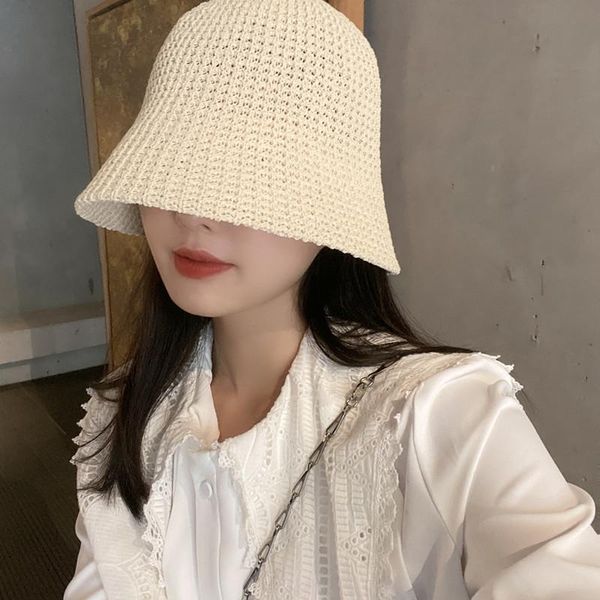 

beanies hat women's korean-style ins fashionable breathable knitted bucket makes face look smaller sun-proof basin