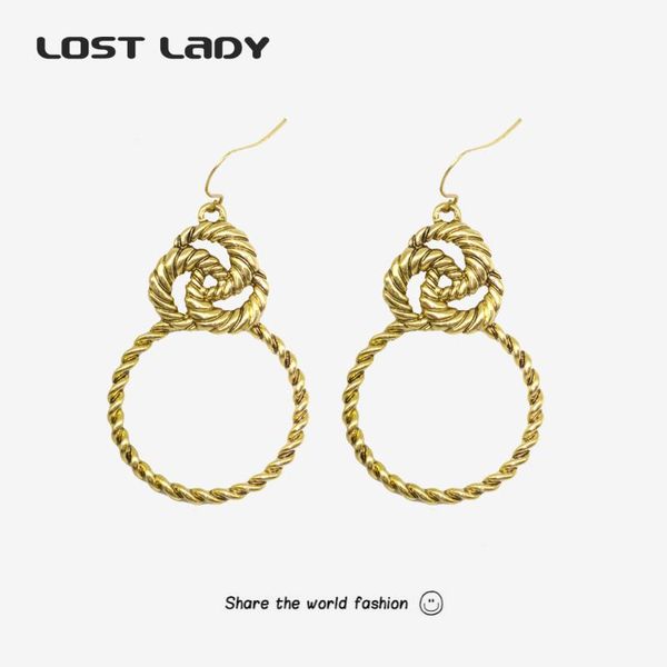 

dangle & chandelier lost lady big geometric round drop earrings gold color alloy for women vintage unusual party jewelry gifts, Silver