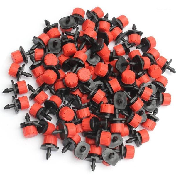 

watering equipments 200pcs mini micro irrigation sprinklers ground stake adjustable emitters water dripper for garden lawn potting (red blac