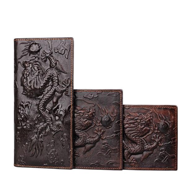 

wallets vintage dragon crocodile men wallet cowhide long bifold 3d flowers tiger real leather coin pocket short purse, Red;black