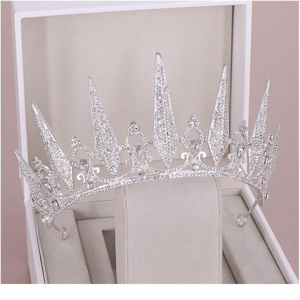 

trendy silver color diadems crystal rhinestone crowns queen tiaras and crowns wedding hair accessories princess women jllcem