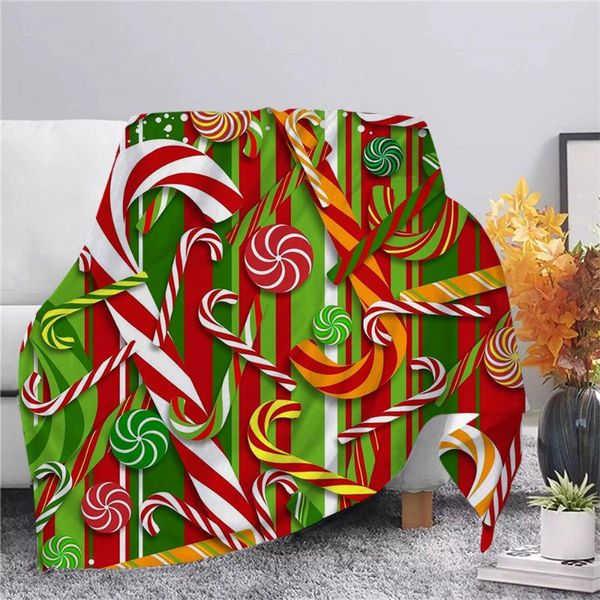 

blankets merry christmas candy flannel blanket print sherpa picnic office nap decorate quilt drop