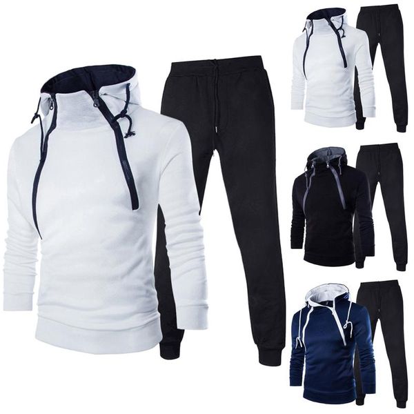 

men's tracksuits sets tracksuit men autumn winter hooded sweatshirt drawstring suits outfit sportswear male suit casual pullover two pi, Gray