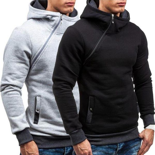 

men's hoodies & sweatshirts 2021 mens zipper plush hoodie trendy casual multicolor hoody pullover sweatshirt hooded sweat homme, Black