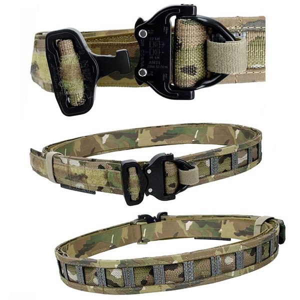 

waist support laser cut gbrs raider battle belt 1.75 "tegris material metal buckle inner and outer double-layer with d-ring, Black;gray