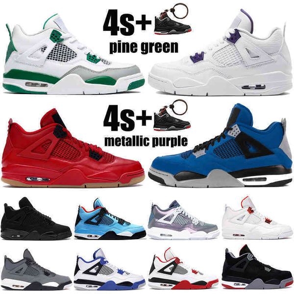 

2021 4 4s jumpman mens basketball shoes pine green metallic purple red bred black cat cactus jack men trainers sneakers us 7-13
