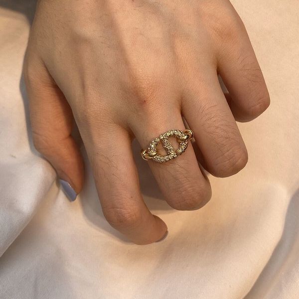 

aaa designer jewelry 21 year new fashion simple open cool girl ring high version brass material, Golden