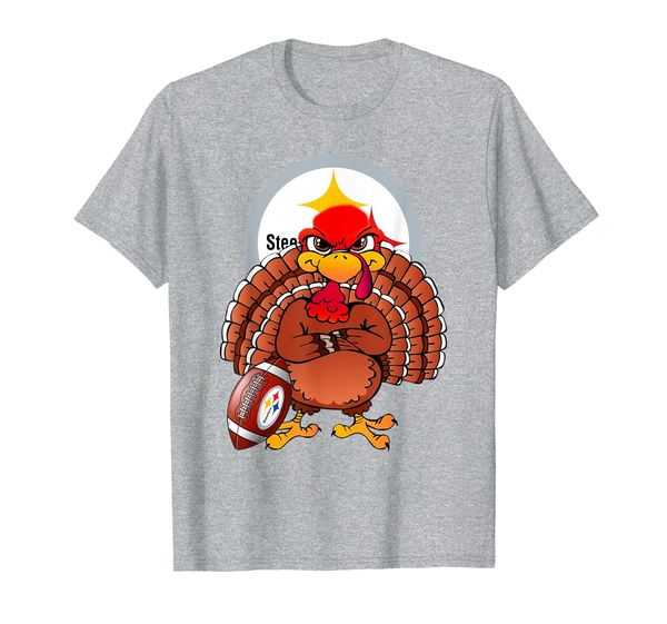 

Thanksgiving Funny Turkey Football Team Pittsburgh-Steeler T-Shirt, White;black