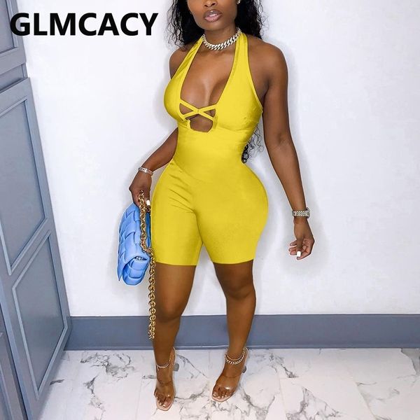 

women halter backless sleeveless & club bodycon romper 210702, Black;white