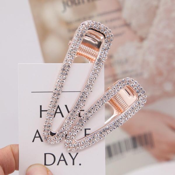 

hair clips & barrettes 2021 gold silver color full rhinestone hollow geometric triangle duck for women girl's crystal accessories, Golden;silver