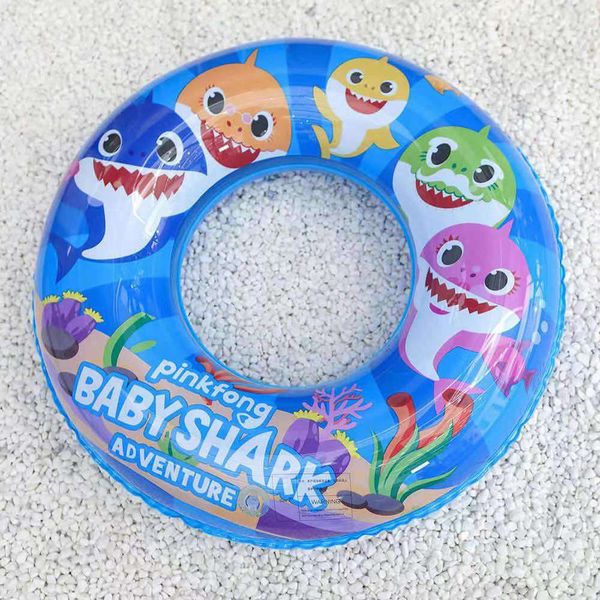 

thickened shark cartoon children's swimming circle inflatable floating water, Blue